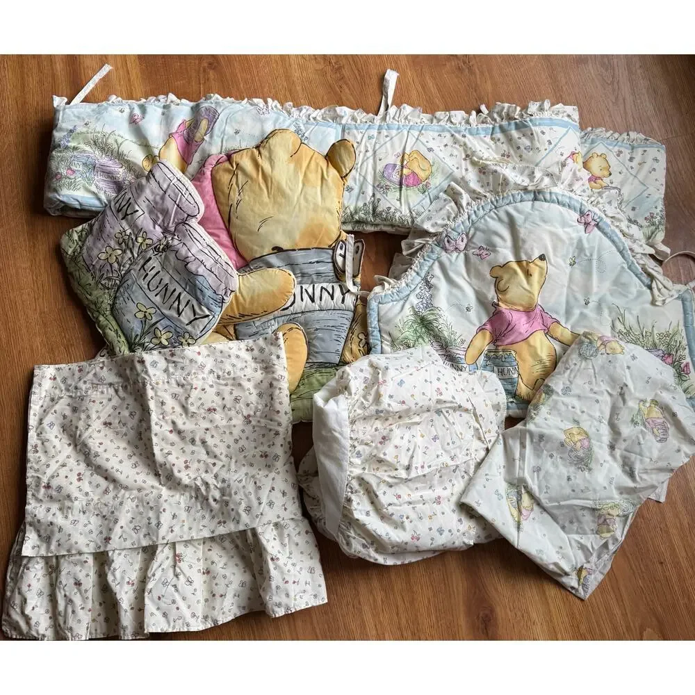 1990s Winnie the Pooh Nursery Bedding Set - 7 pieces
